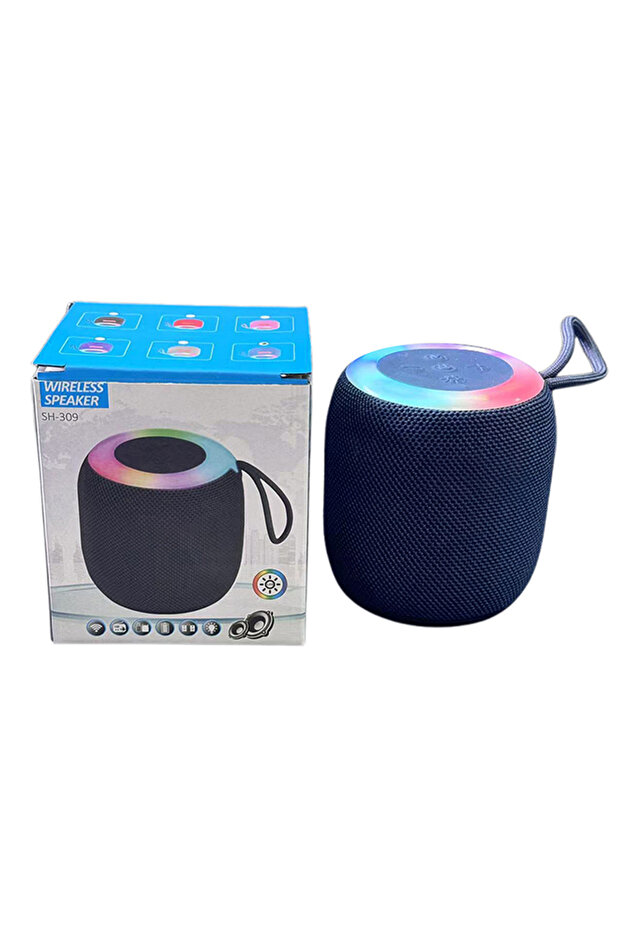 Dark blue New Waterproof Wireless Bluetooth Speaker RGB LED Light Stereo Bass Rechargeable Portable
