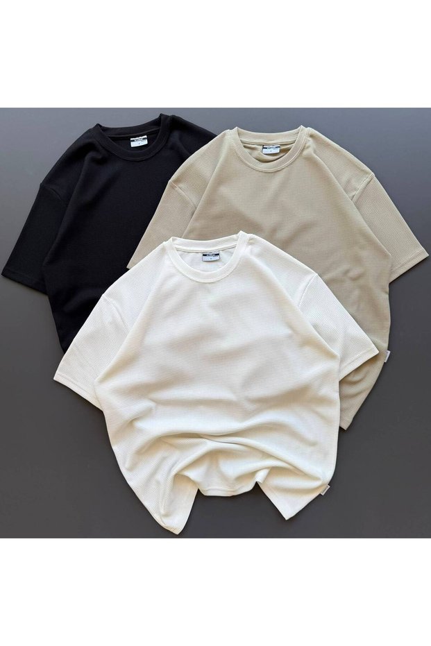 3-Pack Waffle Fabric Regular Fit T-Shirt