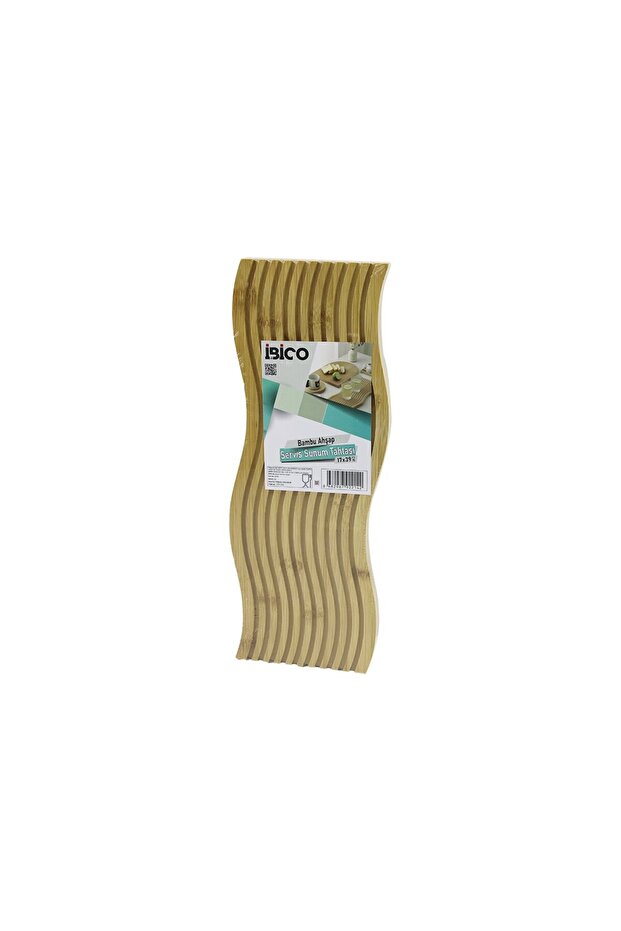 Wave-Shaped - Channelled Double Sided=Flat - Channelled Wooden Bamboo Serving Presentation Board 17 X 39 X 1.5C
