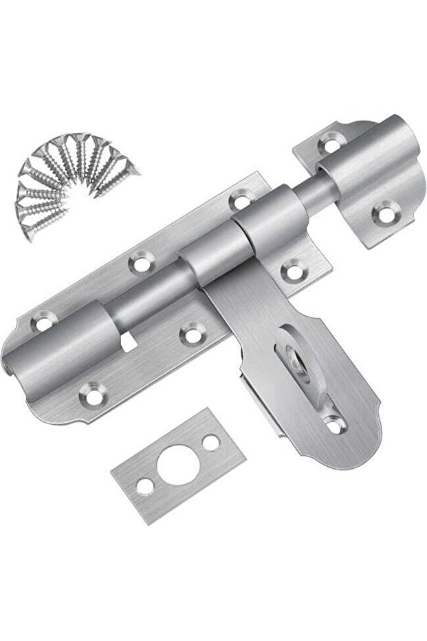 105mm Stainless Steel Exterior Door Bolt – Sliding Lock with Padlock, Suitable for Garages