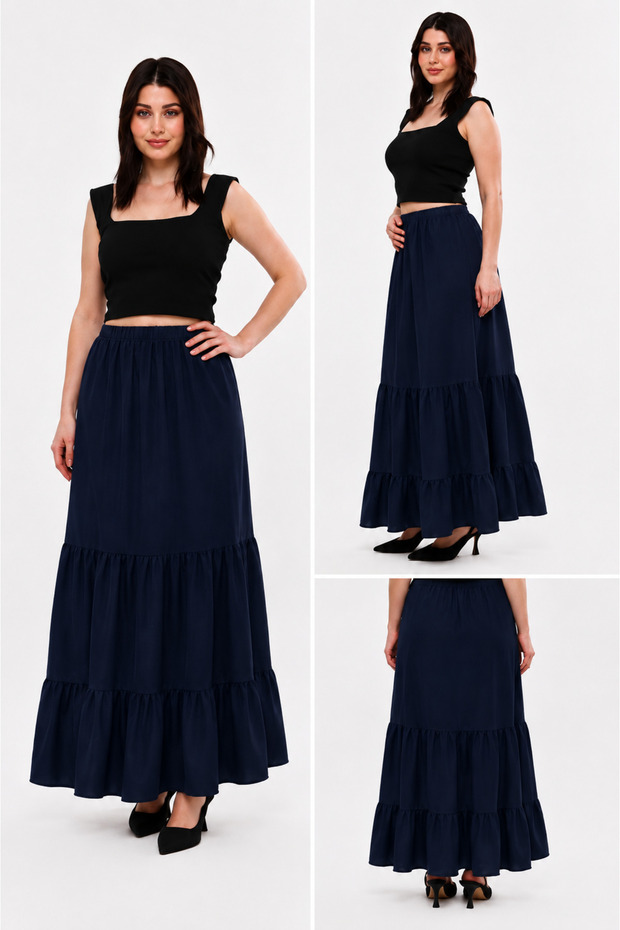 Viscose Fabric with Long Ruffles