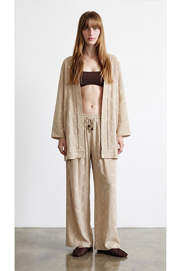 Women's Canvas Trousers Pnt02208 Natural