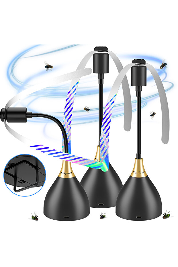3pcs-Black Fly Fans for Tables, Fly Repellent Fan with Soft Blades, USB or Batteries Powered, Soundl