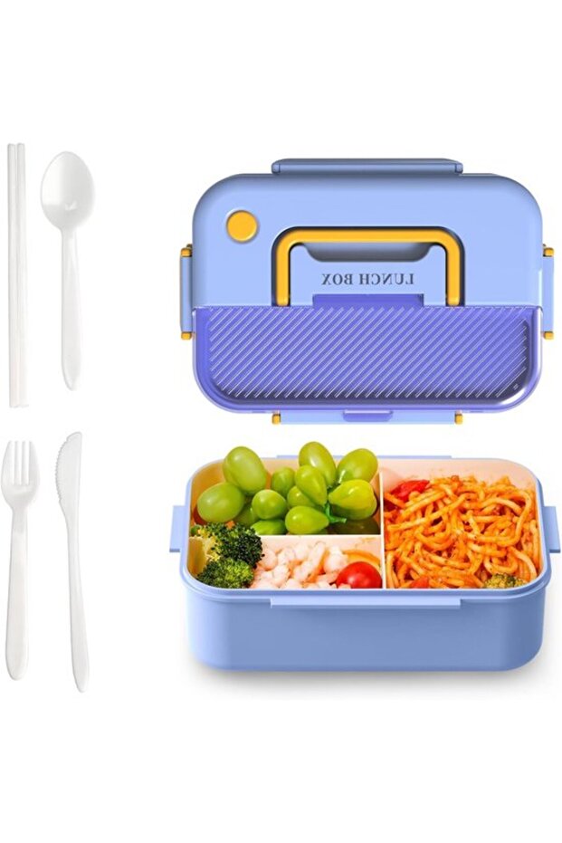 Kids' Lunch Box - Compartment Lunch Box - Suitable for School and Outings - Leak-proof Design - 900ml Capacity - Blue