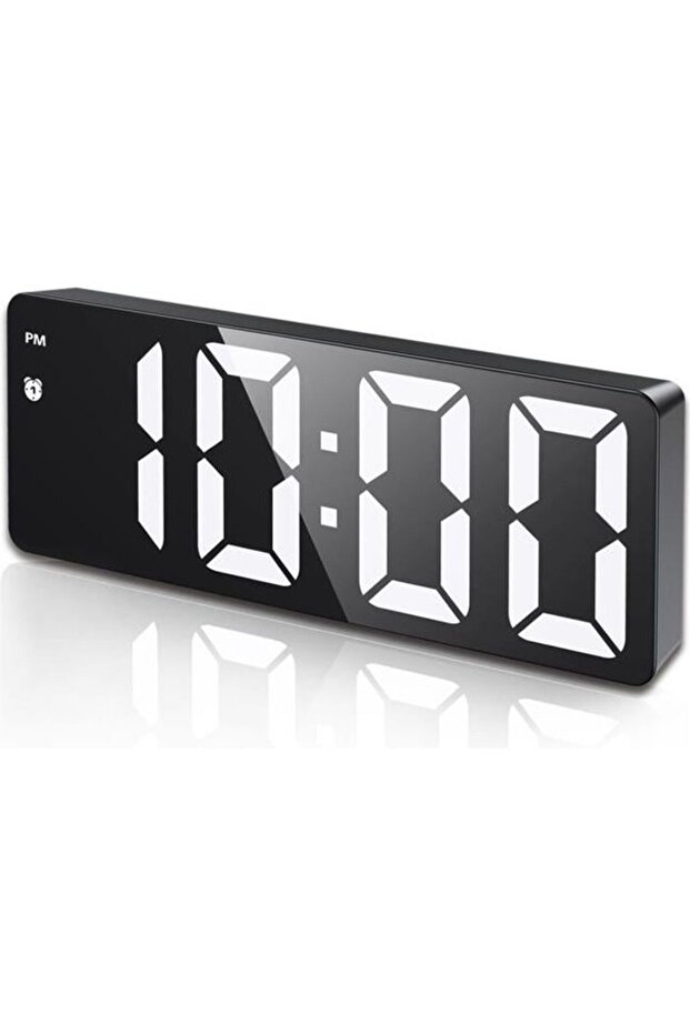 Digital alarm clock, LED alarm clock, with snooze function, adjustable brightness, and daytime mode (black).