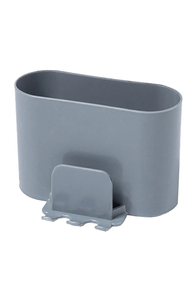 Toothbrush holder with wall-mounting holes, no drilling required, suitable for hotels - Gray