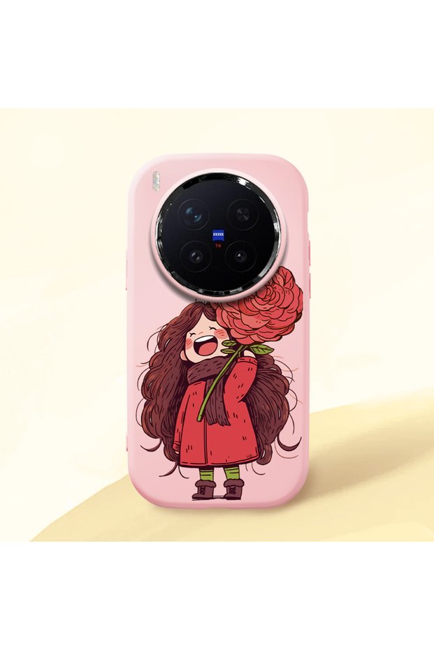 Vivo X300 Pro Compatible Case Camera Protective Pink Silicone Couple Phone Case Girl Patterned