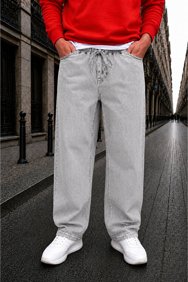 Men's Elastic Waist Baggy Jeans
