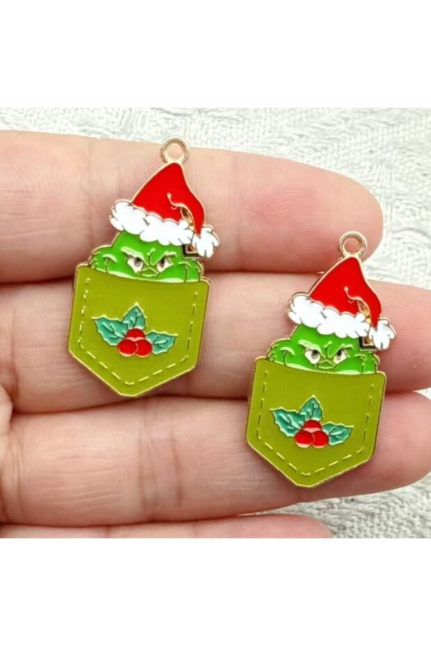 orange 10pcs Cartoon Christmas Anime Charms for Jewelry Making Enamel Earring Phone Pendant Diy Acce