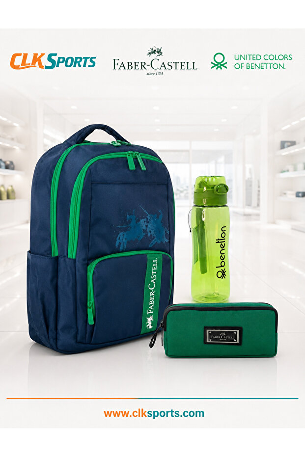 Faber-Castell School Backpack, Pencil Case, Water Bottle Set