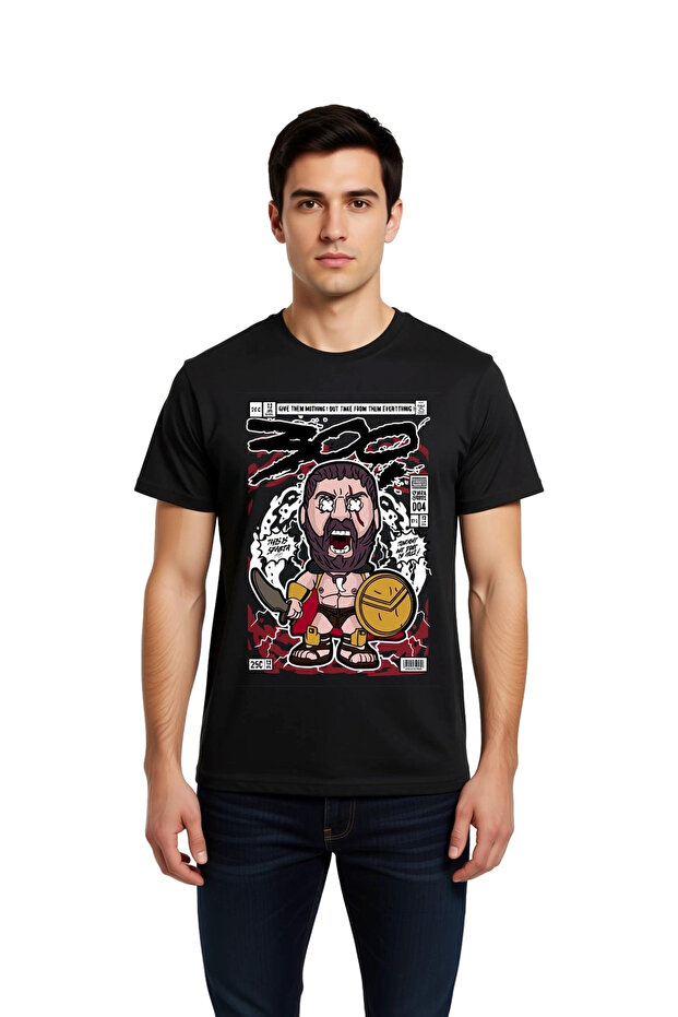 Men's Ancient Warrior Graphic Printed Short Sleeve Round Neck Cotton T-Shirt Retro Design Casual Comfortable