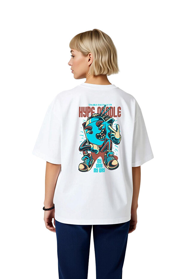 Women's Oversize Graphic Printed T-Shirt Funny Character Patterned Short Sleeve Relaxed Fit Casual Modern