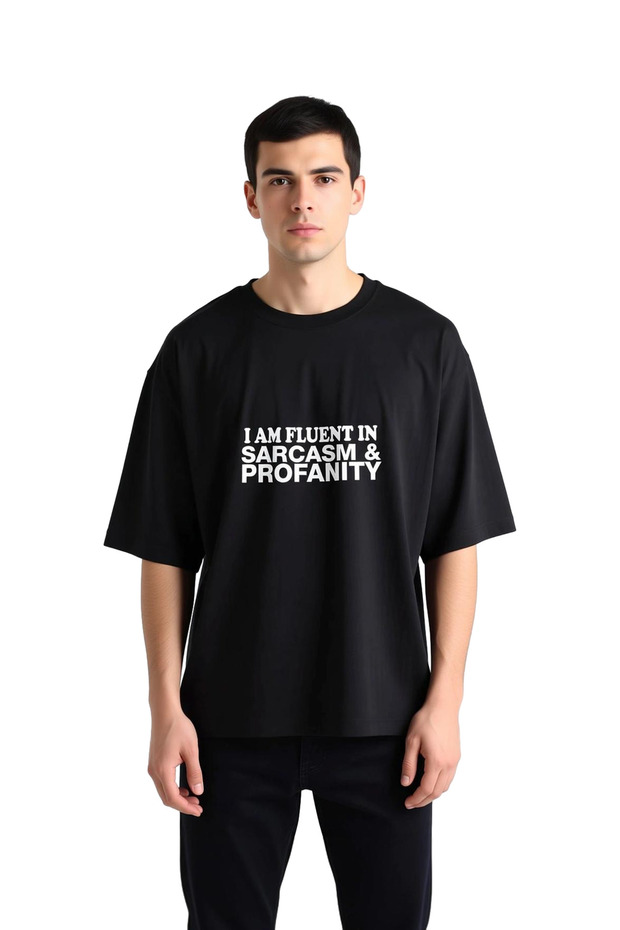 Sarcasm and Humor Language Printed Men's Oversize T-Shirt
