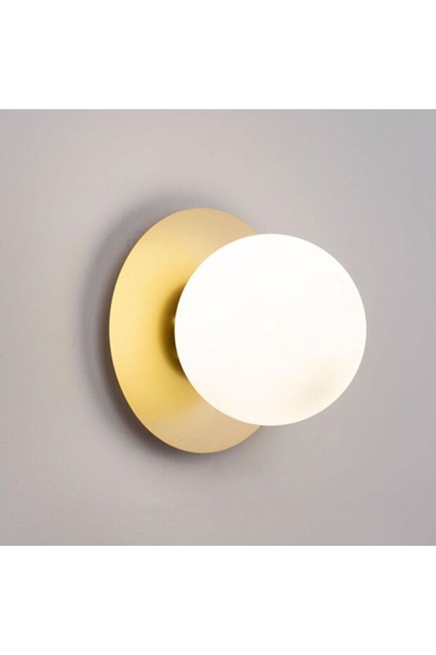 Gold medieval wall lamp E27 white glass.