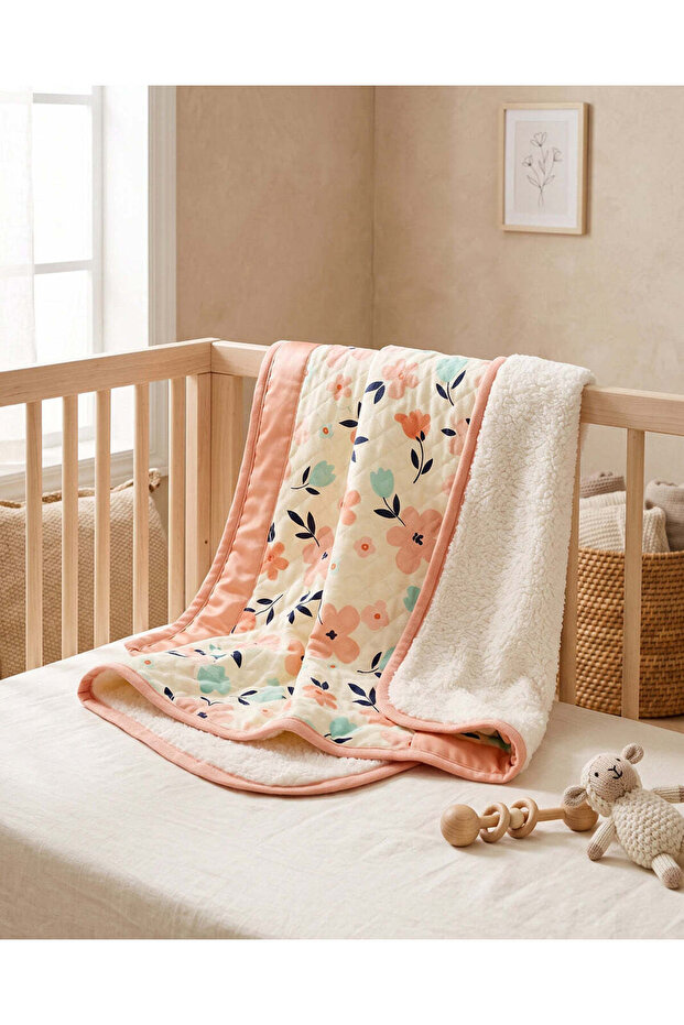 Pink Printed 2 Layer Sherpa Blanket