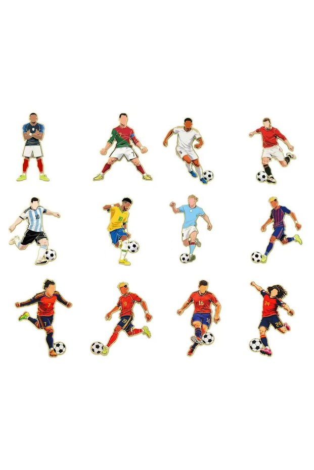 12pcs brooch 4/12PCS 7th Football Player Enamel Brooch Goalkeeper Creative Design Sport Metal Badge
