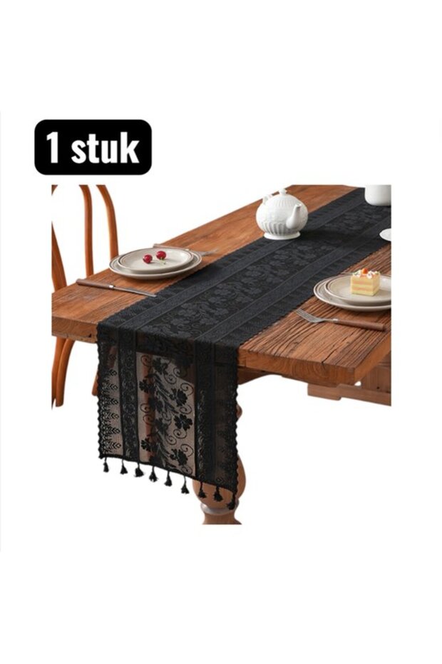 piece - Tablecloth - Lace Table Runner - 30x260 cm - Lace Tassels - Dining or Coffee Table Decoration - Luxurious Look - Off-white