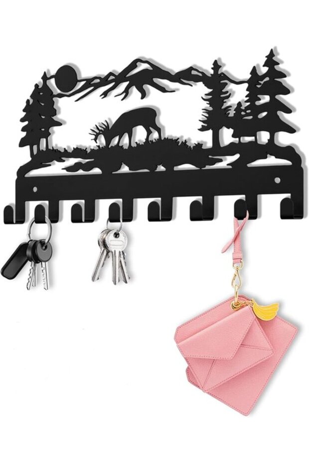 8 hooks Metal doors key holder modern style can be used as board decorative key rack suitable hallways entrances front Made Sanyang pine wood