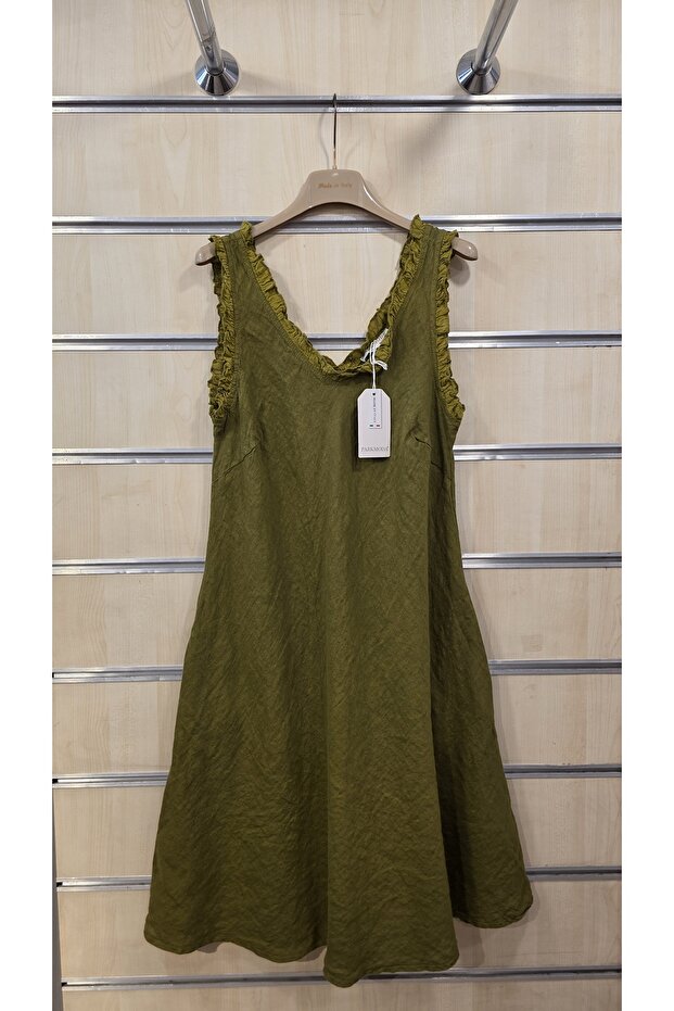 Italian Sleeveless Short Linen Dress