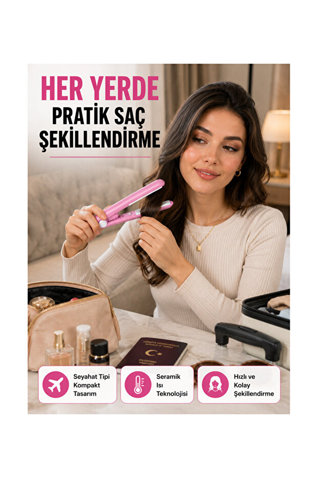 Compact Curling Iron with Floating Plate – Professional Design with Elastic Holder, Hair-Friendly, Next-Generation