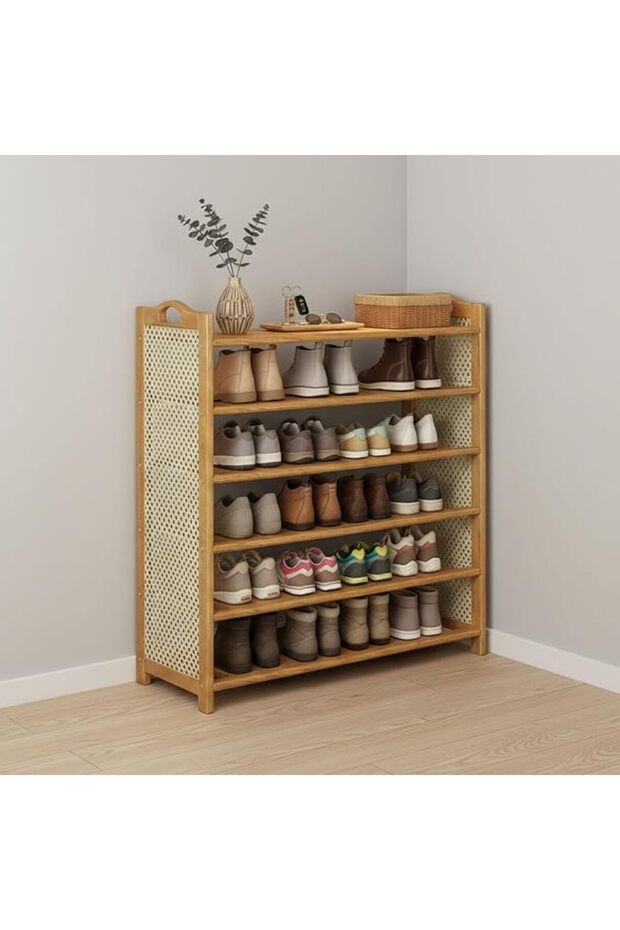 Shoe Rack, 6-Layer Entryway Shoe Rack, Multi-Layer Storage Shelf, Bamboo Shoe Organizer,for Entryway
