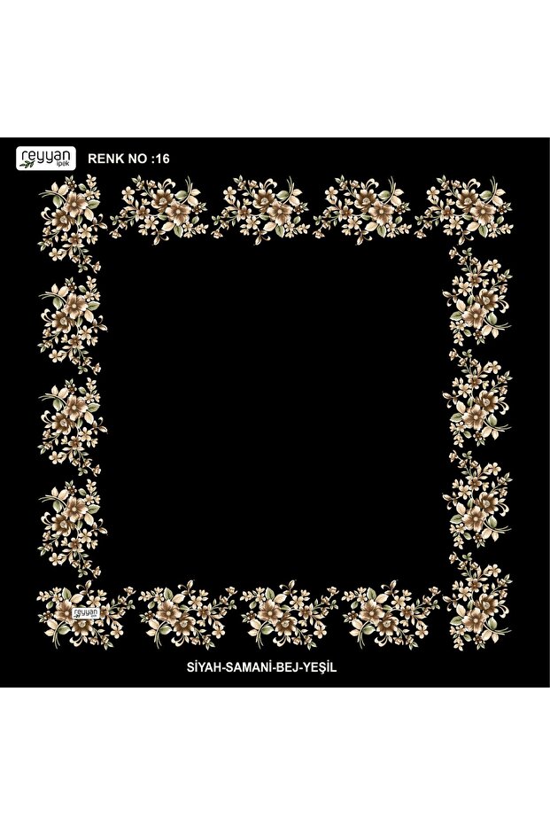 Bagged Flat Floral 90' Embroidered Yemeni Inner Tulle, 90X90 Cm, with Empty Center and Floral Edges