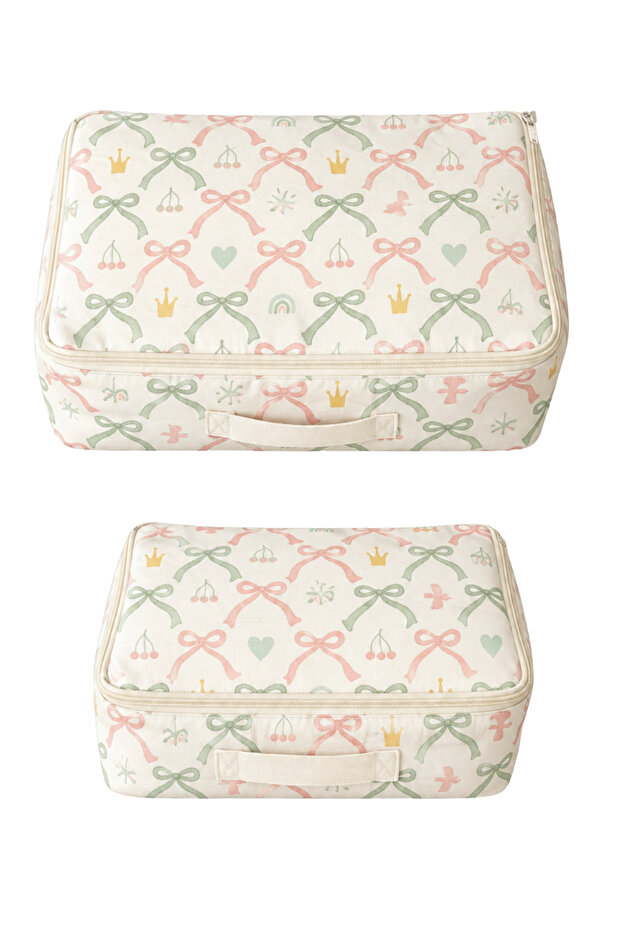2-Piece Mother Baby Birth Hospital Organizer Suitcase Bag Hospital Exit Organizer with Bow