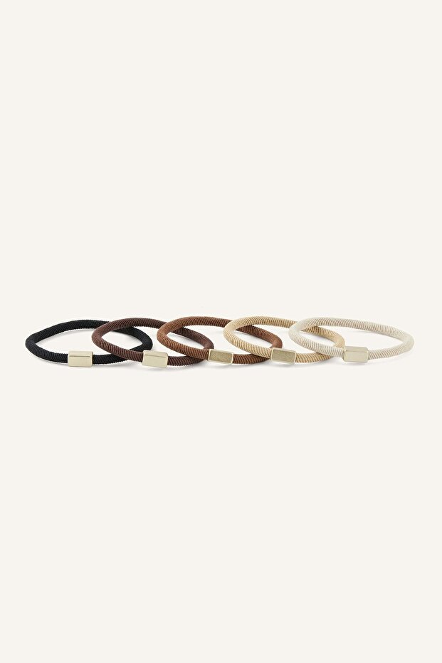 Women's 5-Piece Metal Detailed Elastic Hair Accessory Set I3633Axns