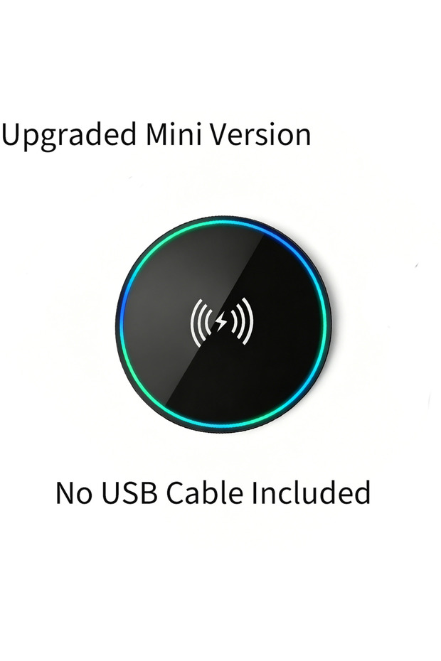 Black no cable Fast Wireless Charging Pad with Mirror Finish, Universal Charger for iPhone, and Ea