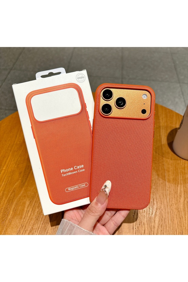 iPhone17 Pro Max Orange Original Tech Woven for Magsafe Magnetic Case for Iphone 18 17 16 15 Plus 14