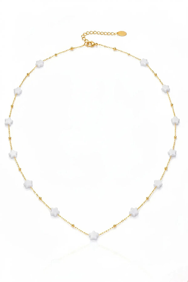 Gold Color Star Station Necklace