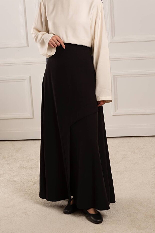 Asymmetrical Linen Skirt Black