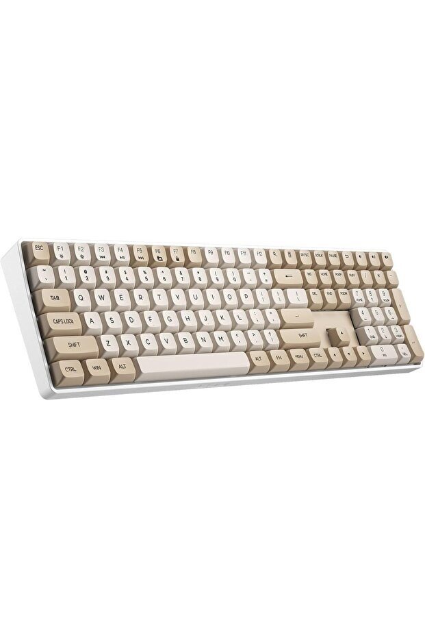 GD108 Wireless Mechanical Gaming Keyboard, Tri Mode,110 Keys, Yellow Switch, 1200mAh Battery, Milky Brown
