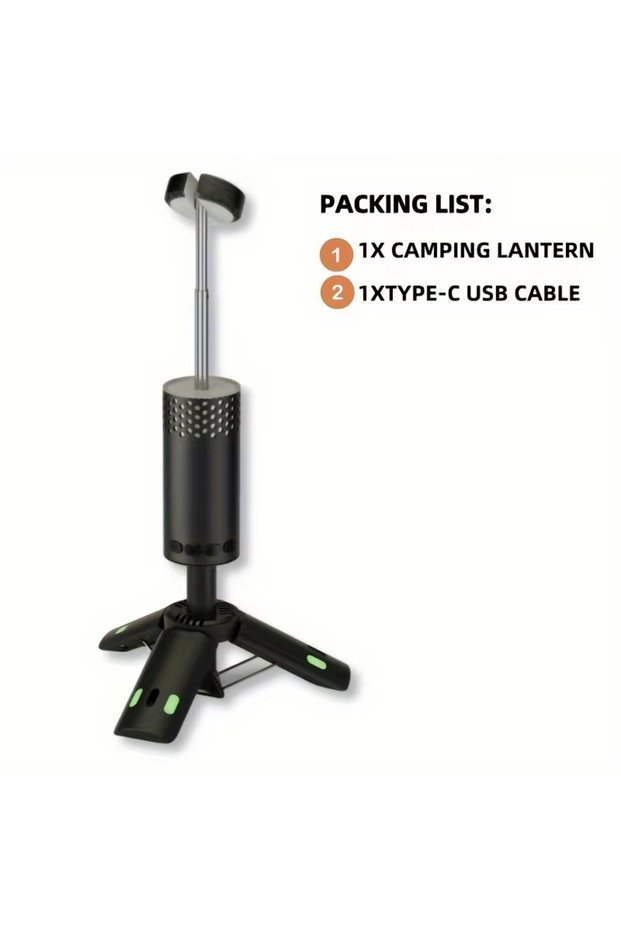 BSR302 black Outdoor Charging LED Camping Light for Work, Portable Telescopic Ultra High Brightness
