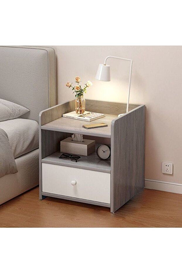 keke Home Bedside Storage Cabinet With Drawer And Shelf