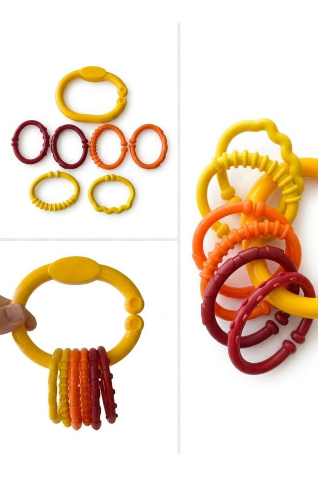 Chain Sensory Development Supporter Colorful Rattle Rings & Teether