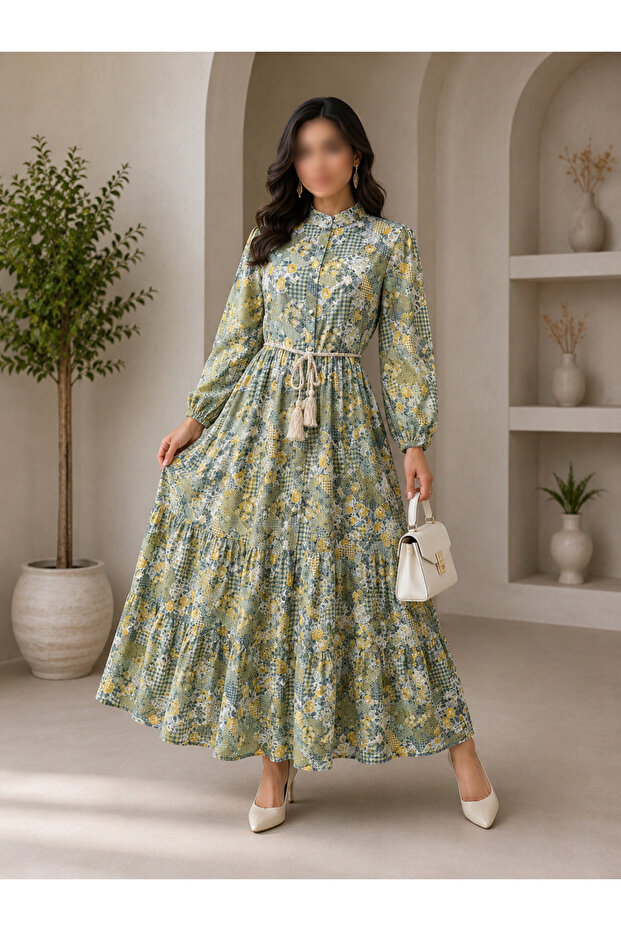 Stylish Women's Layered Gradient Design Robe
