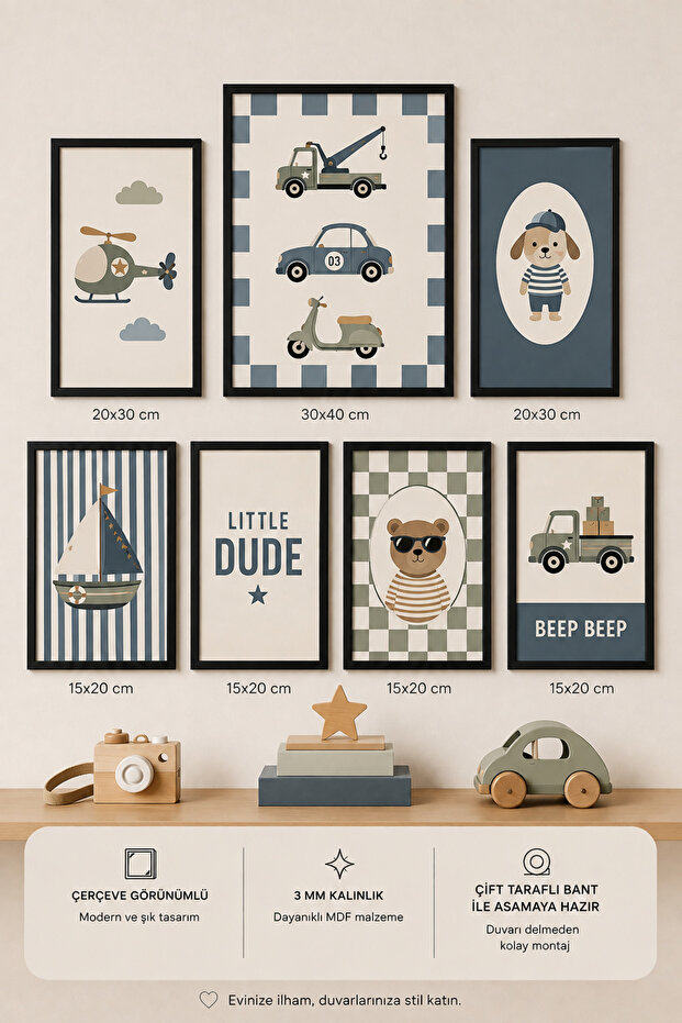 7-Piece Frame-Looking Modern Painting Set |   Children's Room Wall Decoration