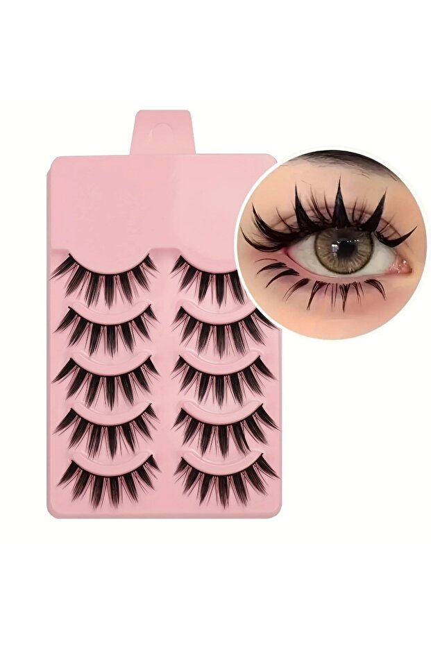Model 1 5 Pairs Sunflower False Eyelashes Fluffy Volume Lashes Natural Look Manga Anime Fake Eyelash