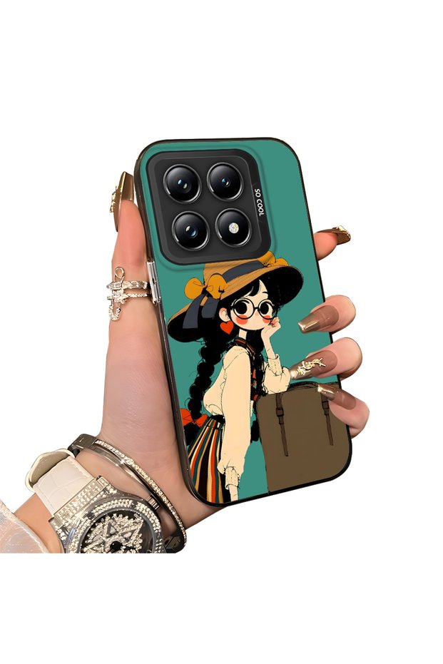 Mi 14t Pro 5g Compatible Silicone Edge Hard Back Case Couple Phone Case Girl Patterned