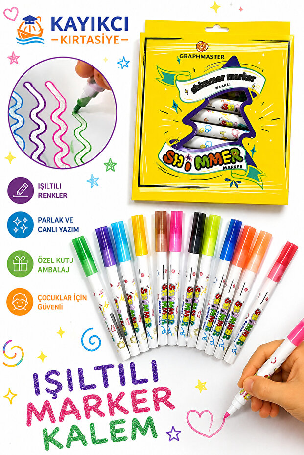 Marker Glittery Glitter Gel Pen Set 12-Pack