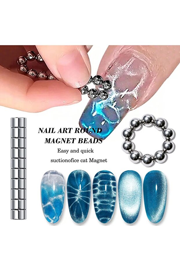 Ivory 10/20pcs Gold Sliver Round Nail Art Magnetic Bead Set Multi-Functional Colorful Magnet Stick F