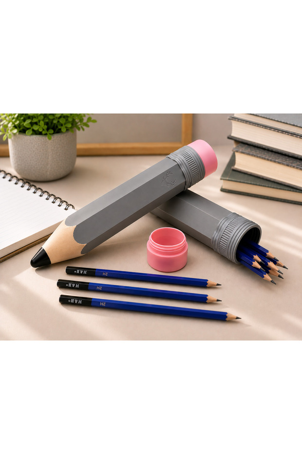 Giant Pencil-Shaped Pencil Case – 32X6 cm Decorative 3D Printing Pen Holder and Pencil Storage Box Eraser Pink