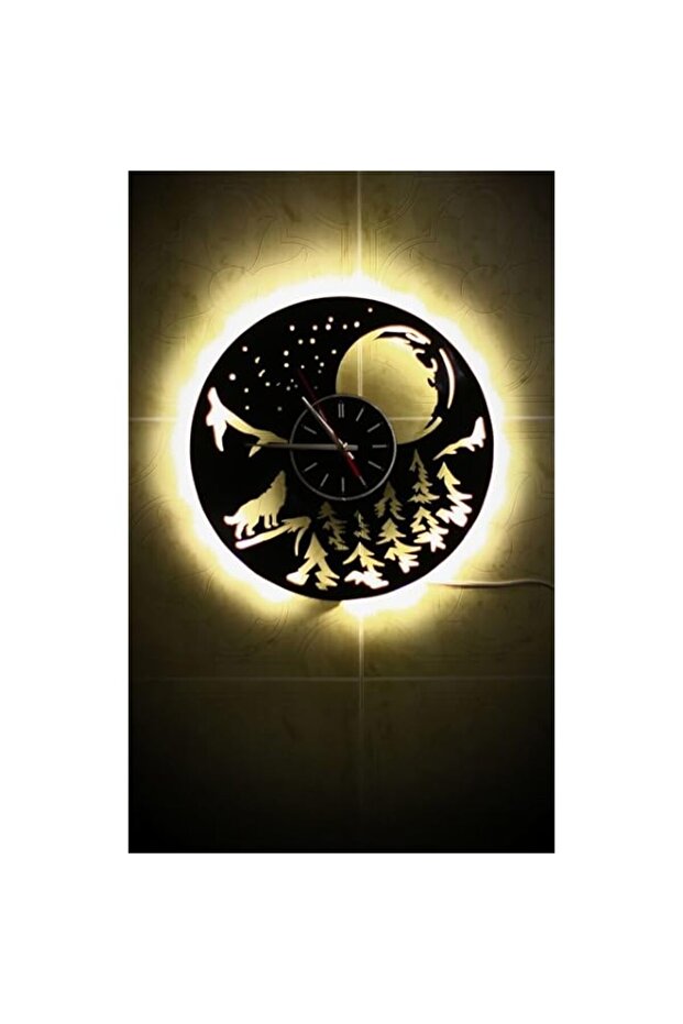 ARS® Wolves Modern Decorative Acrylic Wall Clock With Light Effects (30X30)