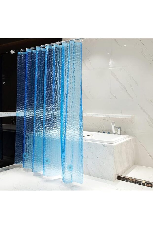 Bostofy Waterproof EVA Thick Shower Curtain Liner with Heavy Duty 3 Bottom Magnets for Shower Stall, Bathtubs, 3D Pebble Pattern, 72 x 72,12 Hooks
