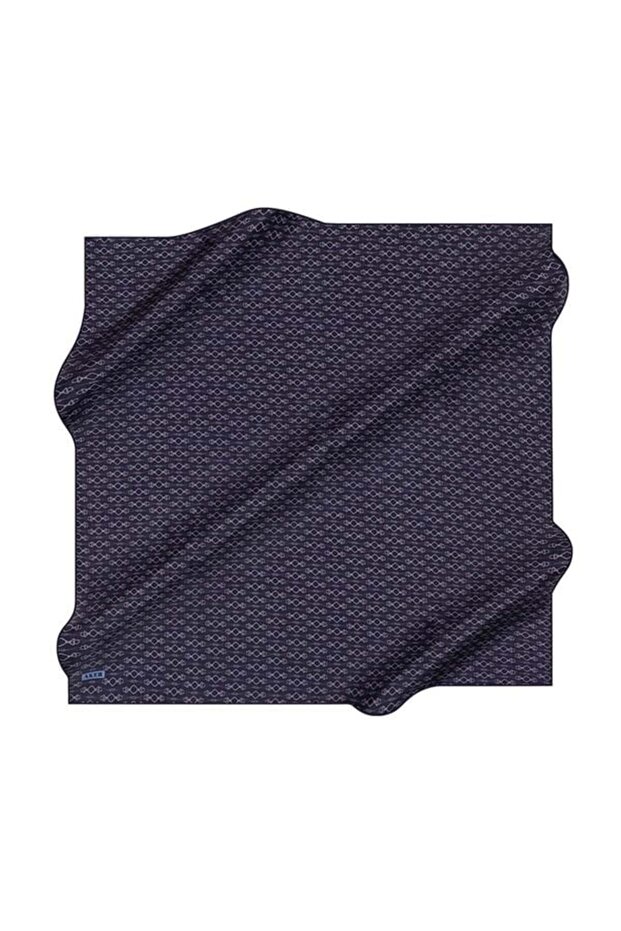 Sura Silk Scarf Navy Blue Chain Pattern