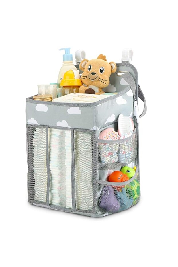 SKEIDO Hanging Diaper Caddy Organizer - Diaper Stacker for Changing Table, Crib, Playard or Wall