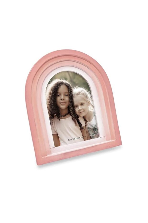 Isaac Jacobs 2x3 Vertical Pink Arc Resin Picture Frame with Gradient Design, Decorative Photo Frame, Tabletop & Wall Display, Hanging Display & Home Decor (2x3, Pink)