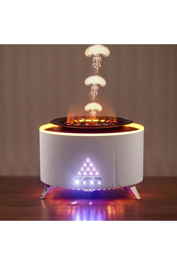 Volcano Humidifier Flame Aroma Diffuser, Cool-Looking Jellyfish Mist, Ultrasonic Essential Oil Scent Diffuser 350ml Large Capacity, Function Timer, Long Last 12 Hours,for nursery/family/bedroom/offic