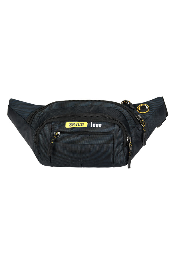 4954 Waterproof Black Waist Bag with Multiple Compartments and Headphone Outlet (Bum Bag)